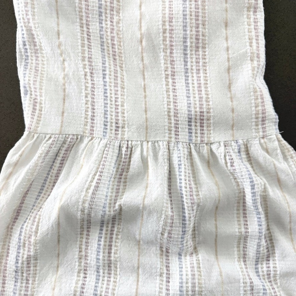 INC Tiered Belted Midi Sun Dress 12 White Striped Boho Beach Summer Soft Girl - Picture 5 of 9
